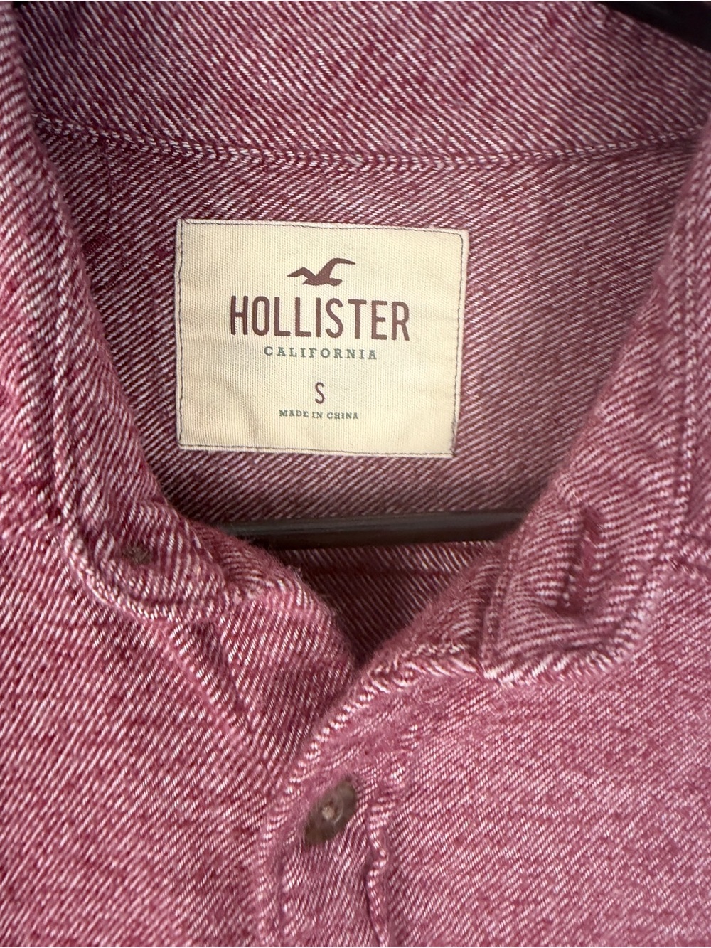 Hollister Burgundy Red 100% Cotton Button Down Shirt S Y2K Striped Pocket - Picture 2 of 8